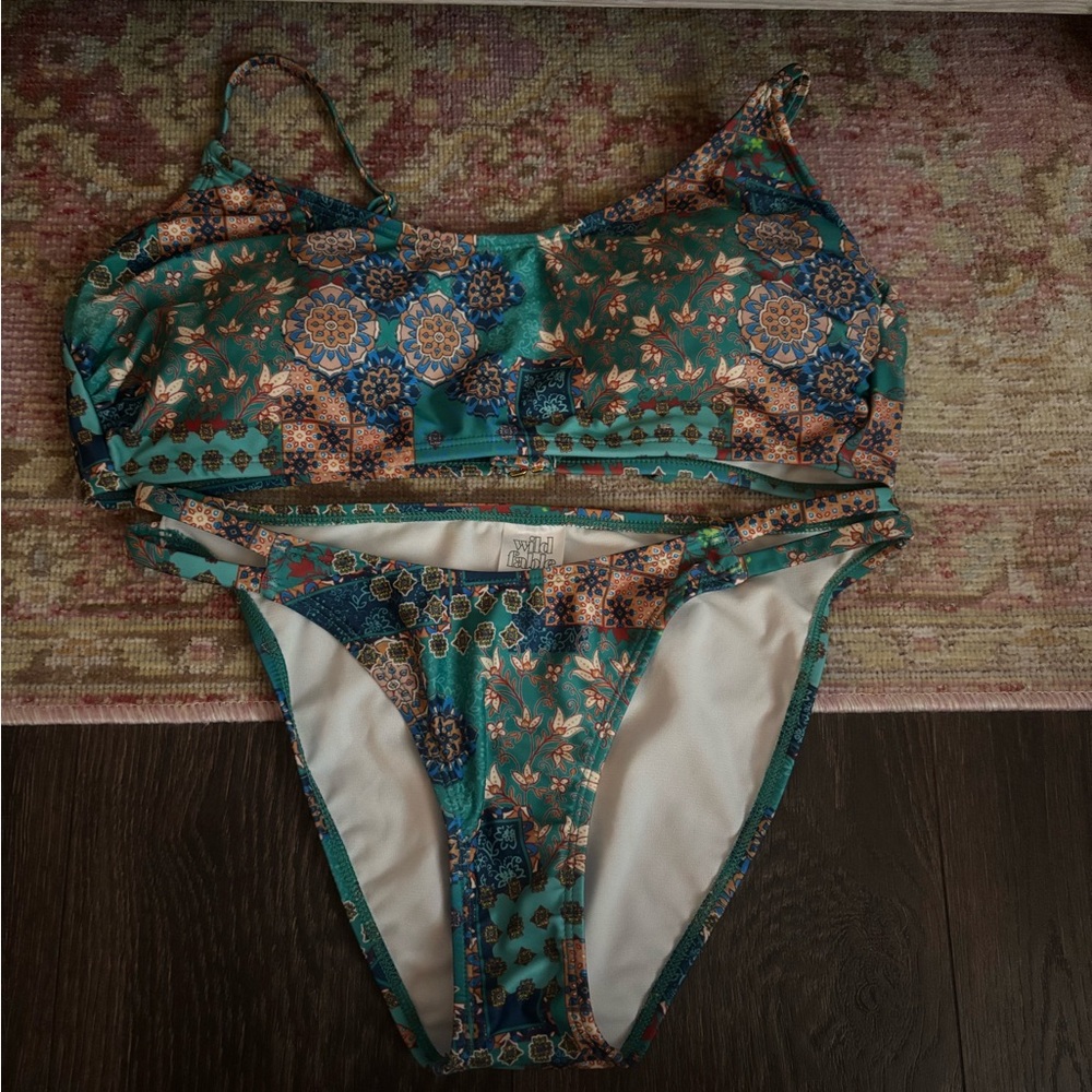Teal design bikini